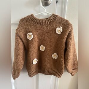 Zara Brown Floral Knit Sweater 5T